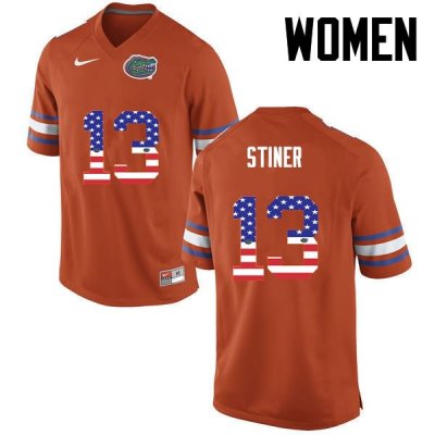 Women's Florida Gators #13 Donovan Stiner NCAA Nike Orange USA Flag Fashion Authentic Stitched College Football Jersey AJG3362XP